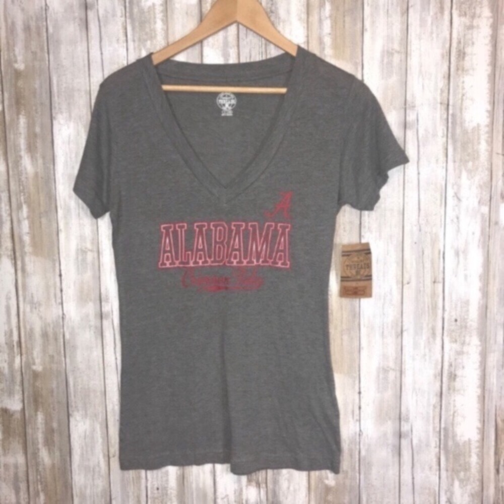 Alabama Crimson Tide Women’s S V Neck Tee Gray NCAA Football Shirt NWT Game Day